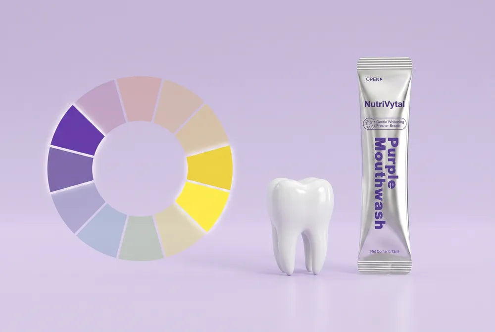 Color wheel showing purple opposite yellow