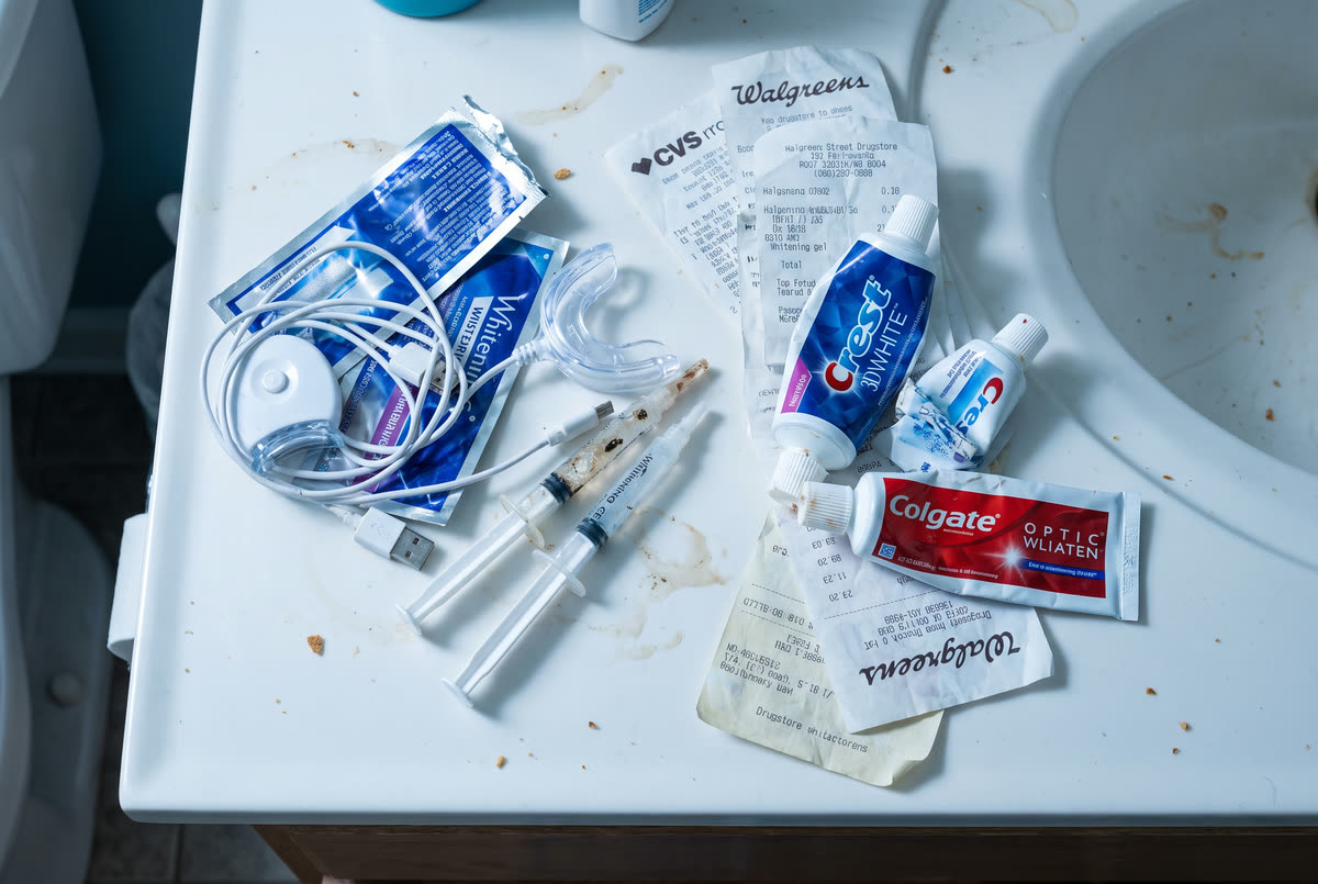 Pile of used, failed whitening products