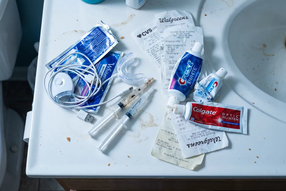 Pile of used, failed whitening products