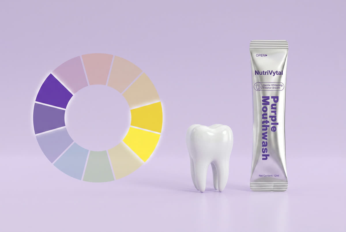 Color wheel showing purple opposite yellow