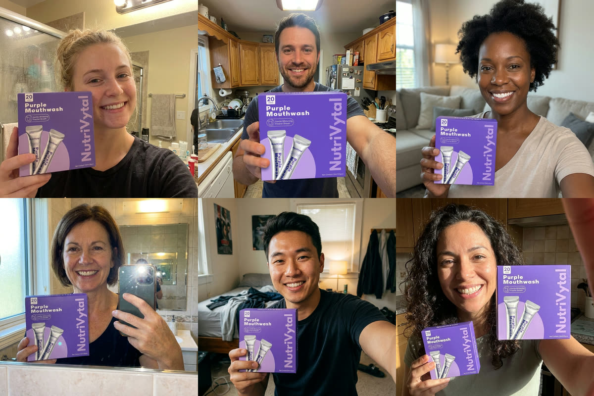 Customers holding NutriVytal Purple Mouthwash